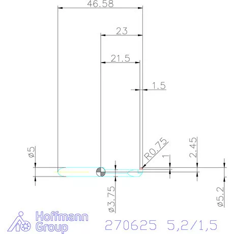 simturn AX horonybeszúró betét, teljes rádiusz, jobbos  5,2/1,5 mm