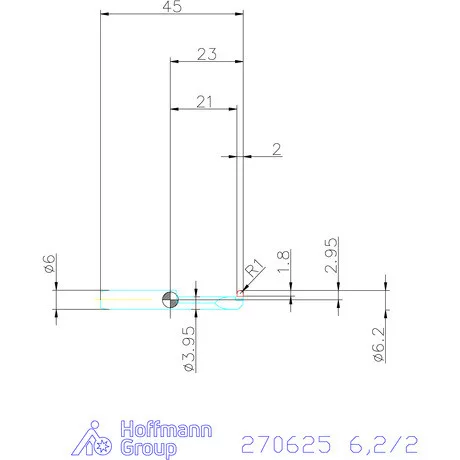 simturn AX horonybeszúró betét, teljes rádiusz, jobbos  6,2/2 mm