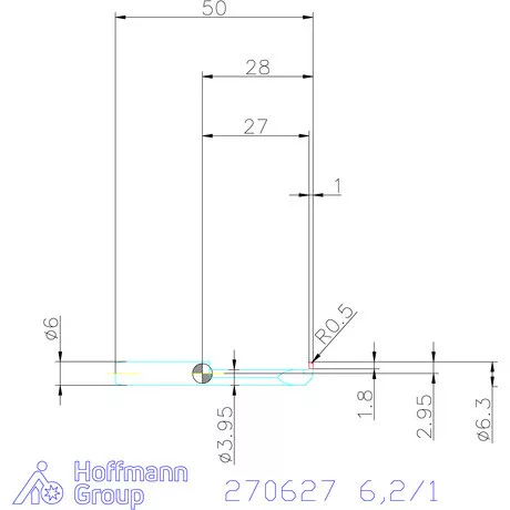 simturn AX horonybeszúró betét, teljes rádiusz, jobbos  6,2/1 mm
