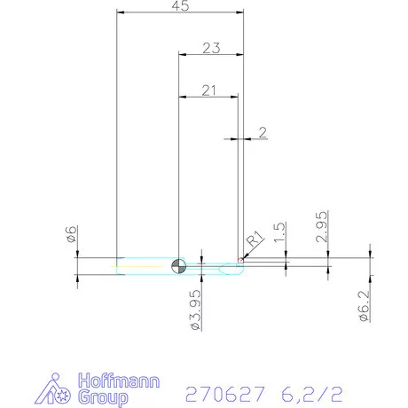 simturn AX horonybeszúró betét, teljes rádiusz, jobbos  6,2/2 mm
