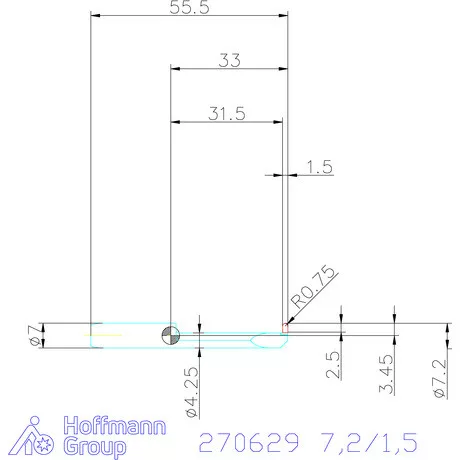 simturn AX horonybeszúró betét, teljes rádiusz, jobbos  7,2/1,5 mm