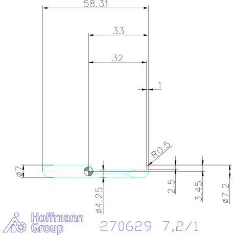simturn AX horonybeszúró betét, teljes rádiusz, jobbos  7,2/1 mm