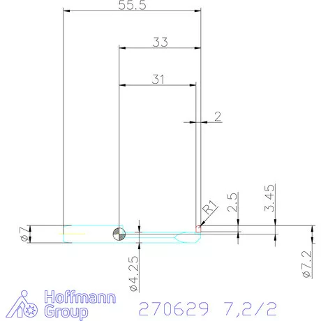 simturn AX horonybeszúró betét, teljes rádiusz, jobbos  7,2/2 mm