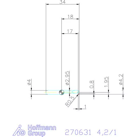 simturn AX horonybeszúró betét, teljes rádiusz, balos  4,2/1 mm