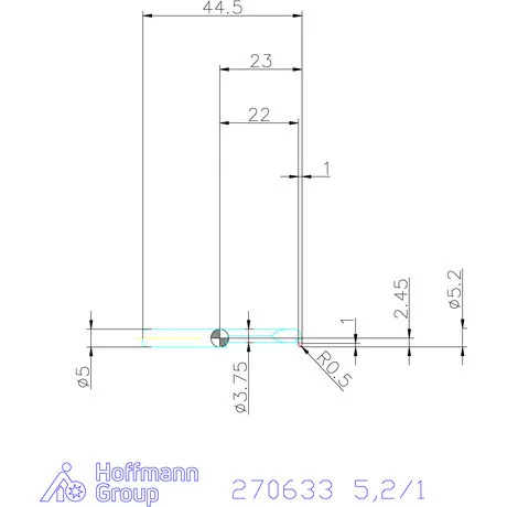 simturn AX horonybeszúró betét, teljes rádiusz, balos  5,2/1 mm
