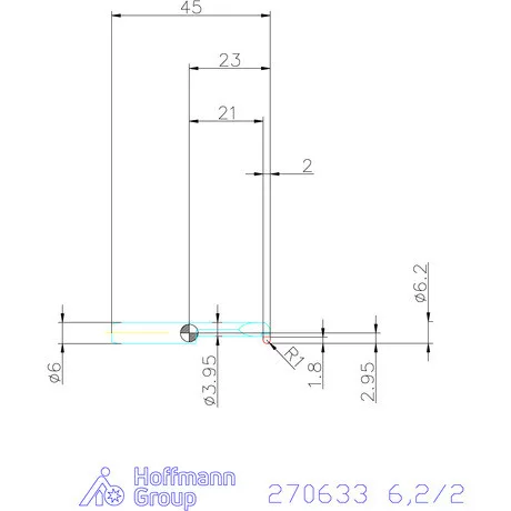 simturn AX horonybeszúró betét, teljes rádiusz, balos  6,2/2 mm