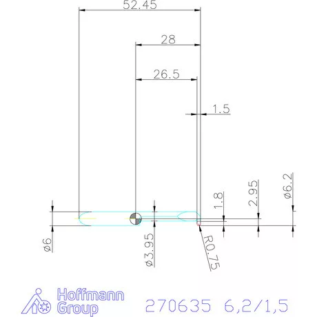 simturn AX horonybeszúró betét, teljes rádiusz, balos  6,2/1,5 mm