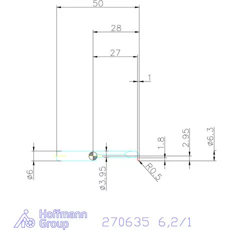 simturn AX horonybeszúró betét, teljes rádiusz, balos  6,2/1 mm
