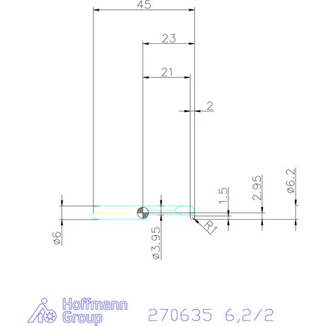 simturn AX horonybeszúró betét, teljes rádiusz, balos  6,2/2 mm
