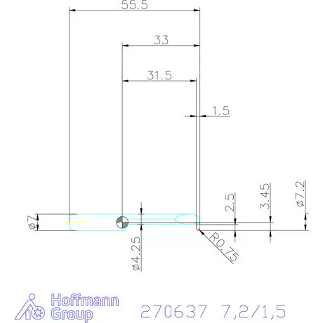 simturn AX horonybeszúró betét, teljes rádiusz, balos  7,2/1,5 mm