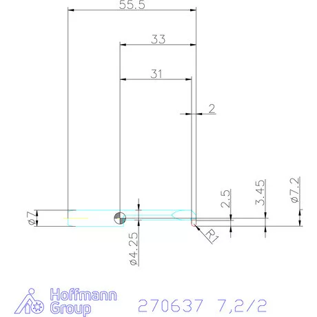 simturn AX horonybeszúró betét, teljes rádiusz, balos  7,2/2 mm