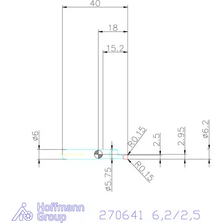 simturn AX axiális beszúró betét csapoknál, jobbos  6,2/2,5 mm