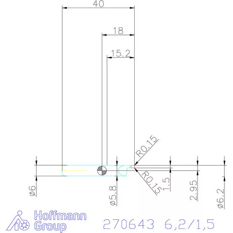 simturn AX axiális beszúró betét csapokon, balos  6,2/1,5 mm