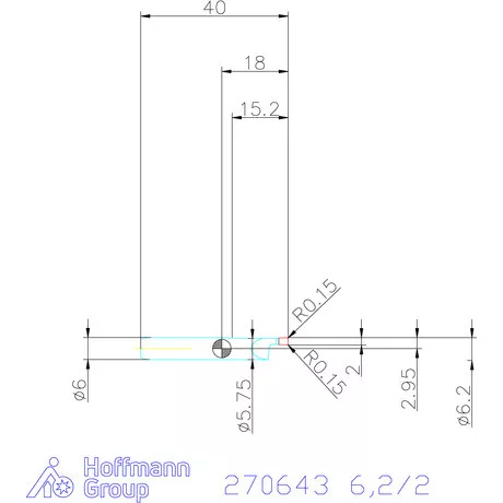simturn AX axiális beszúró betét csapokon, balos  6,2/2 mm