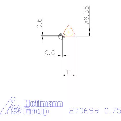 Teljes profilú lapka 60° külső jobbos  0,75 mm