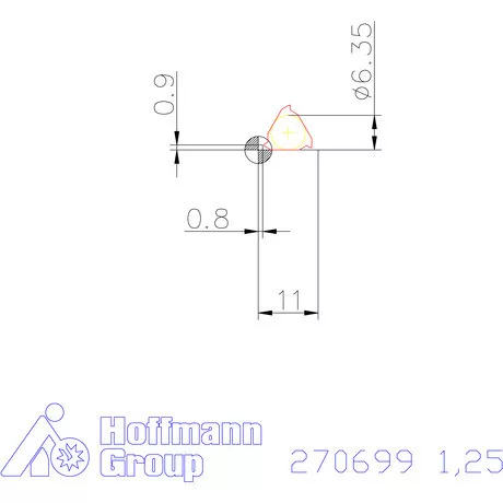Teljes profilú lapka 60° külső jobbos  1,25 mm
