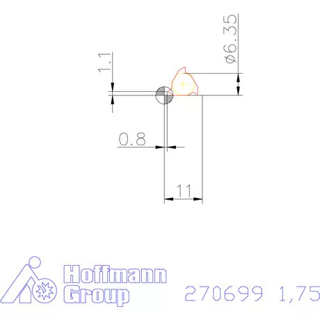 Teljes profilú lapka 60° külső jobbos  1,75 mm