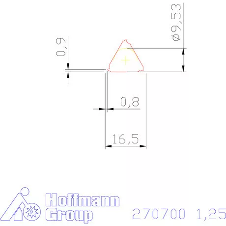 Teljes profilú lapka 60° külső, jobbos  1,25 mm