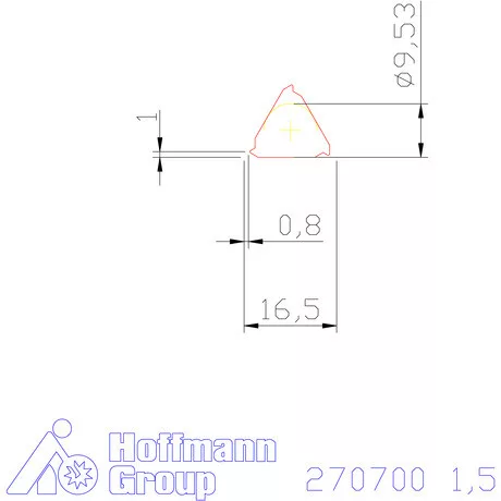 Teljes profilú lapka 60° külső, jobbos  1,5 mm