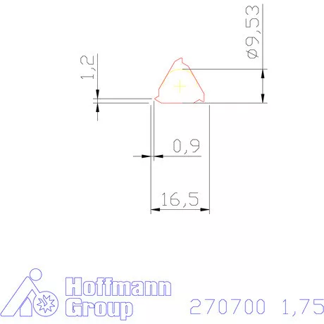 Teljes profilú lapka 60° külső, jobbos  1,75 mm