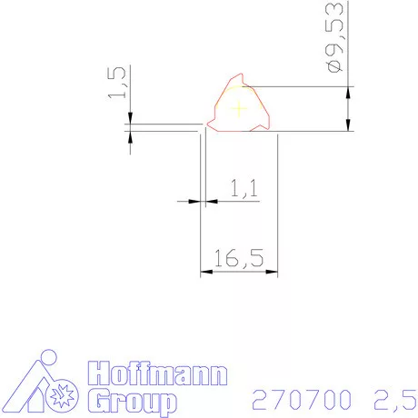 Teljes profilú lapka 60° külső, jobbos  2,5 mm