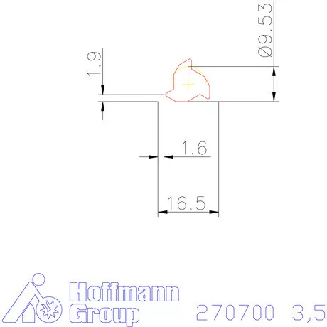 Teljes profilú lapka 60° külső, jobbos  3,5 mm