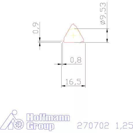 Teljes profilú lapka 60° külső, jobbos  1,25 mm