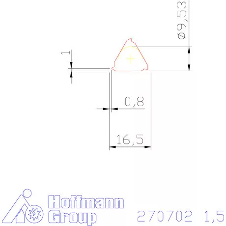 Teljes profilú lapka 60° külső, jobbos  1,5 mm