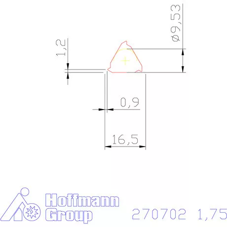 Teljes profilú lapka 60° külső, jobbos  1,75 mm