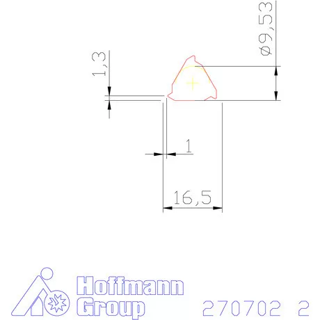 Teljes profilú lapka 60° külső, jobbos  2 mm