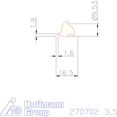 Teljes profilú lapka 60° külső, jobbos  3,5 mm