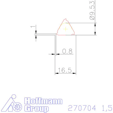 Teljes profilú lapka 60° külső, jobbos  1,5 mm