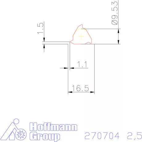 Teljes profilú lapka 60° külső, jobbos  2,5 mm