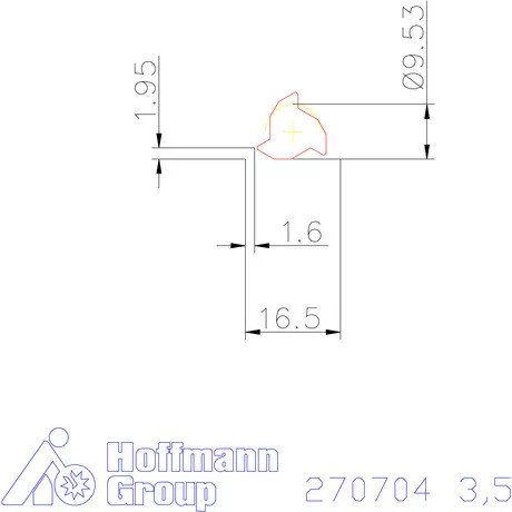 Teljes profilú lapka 60° külső, jobbos  3,5 mm