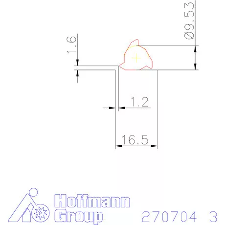 Teljes profilú lapka 60° külső, jobbos  3 mm