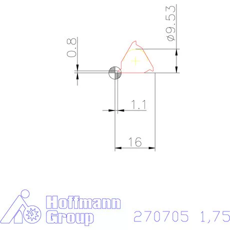 Teljes profilú lapka 60° külső jobbos  1,75 mm