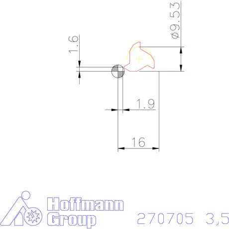 Teljes profilú lapka 60° külső jobbos  3,5 mm