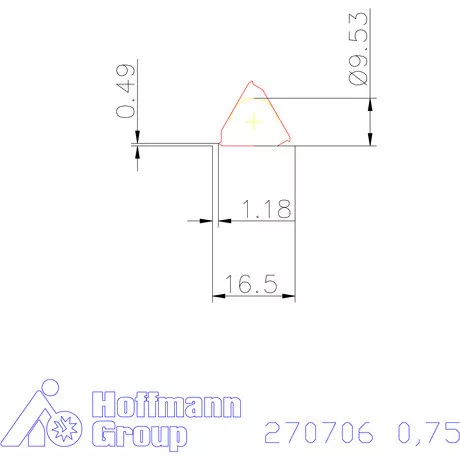 Teljes profilú lapka 60° külső, jobbos CB 0,75 mm