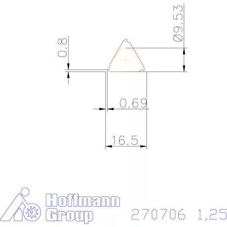 Teljes profilú lapka 60° külső, jobbos CB 1,25 mm