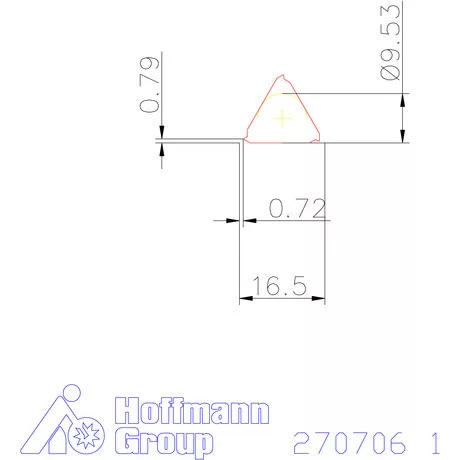 Teljes profilú lapka 60° külső, jobbos CB 1 mm