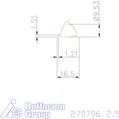 Teljes profilú lapka 60° külső, jobbos CB 2,5 mm
