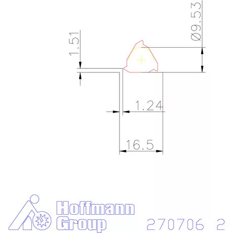 Teljes profilú lapka 60° külső, jobbos CB 2 mm