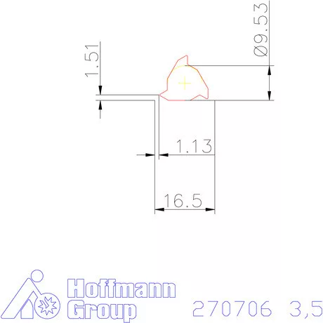 Teljes profilú lapka 60° külső, jobbos CB 3,5 mm