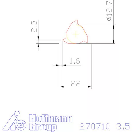 Teljes profilú lapka 60° külső, jobbos  3,5 mm