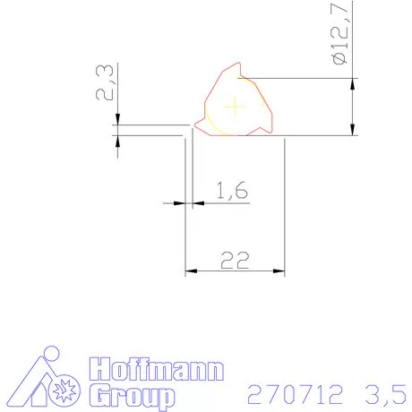 Teljes profilú lapka 60° külső, jobbos  3,5 mm