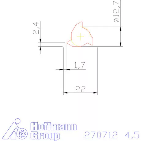 Teljes profilú lapka 60° külső, jobbos  4,5 mm