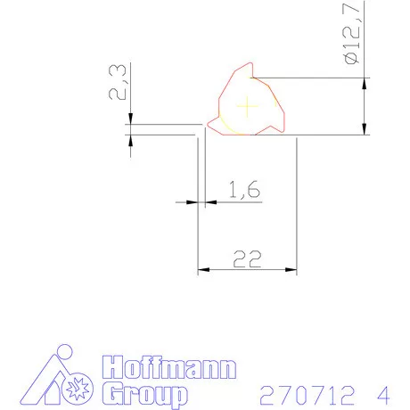 Teljes profilú lapka 60° külső, jobbos  4 mm