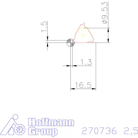 Teljes profilú lapka 60° külső jobbos  2,5 mm