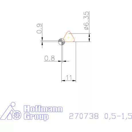 Részprofil lapka 60° külső, jobbos  0,5-1,5 mm