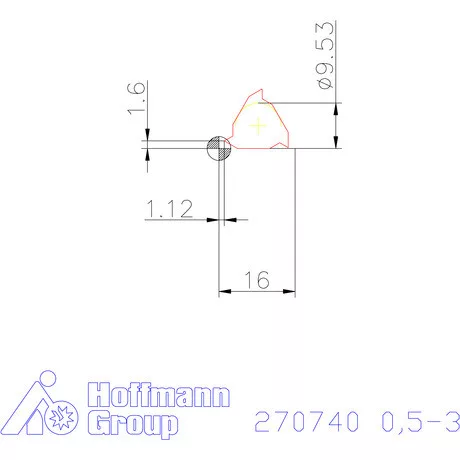 Részprofil lapka 60° külső, jobbos  0,5-3 mm